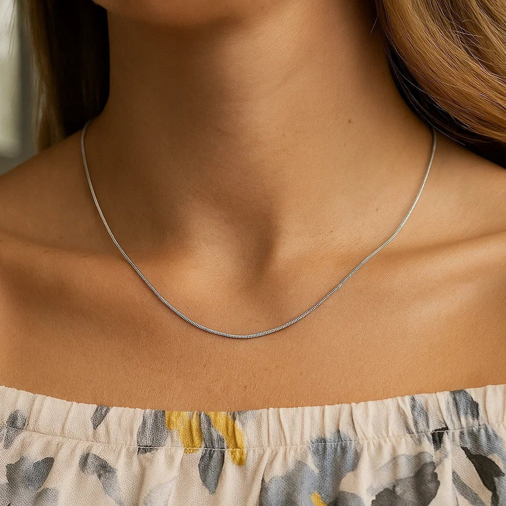 Sterling Silver Rhodium Plated Octagonal Snake Chain (0.90 mm)