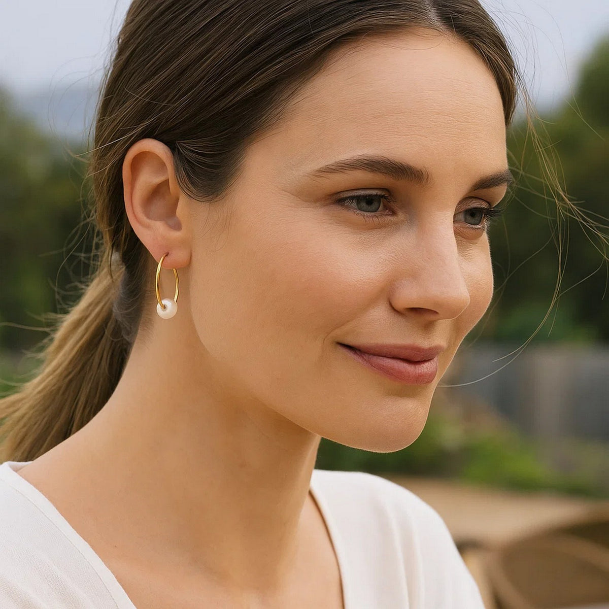 14k Yellow Gold Round Endless Pearl Earring(1x14mm)