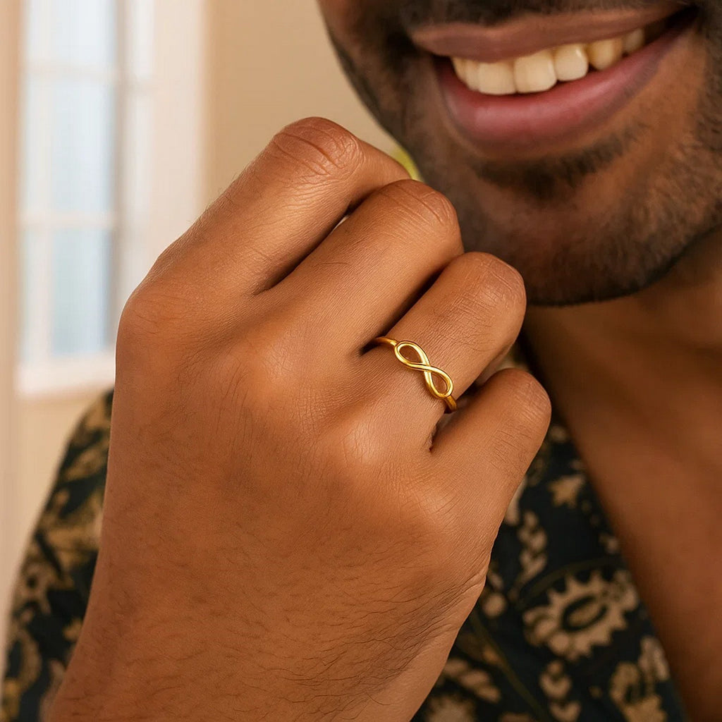 14k Yellow Gold Infinity Ring in High Polish