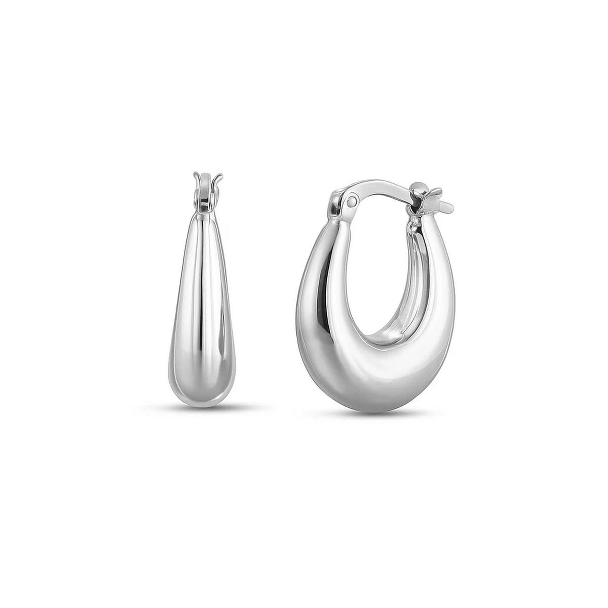 Sterling Silver Puffed Graduated Hoop Earrings