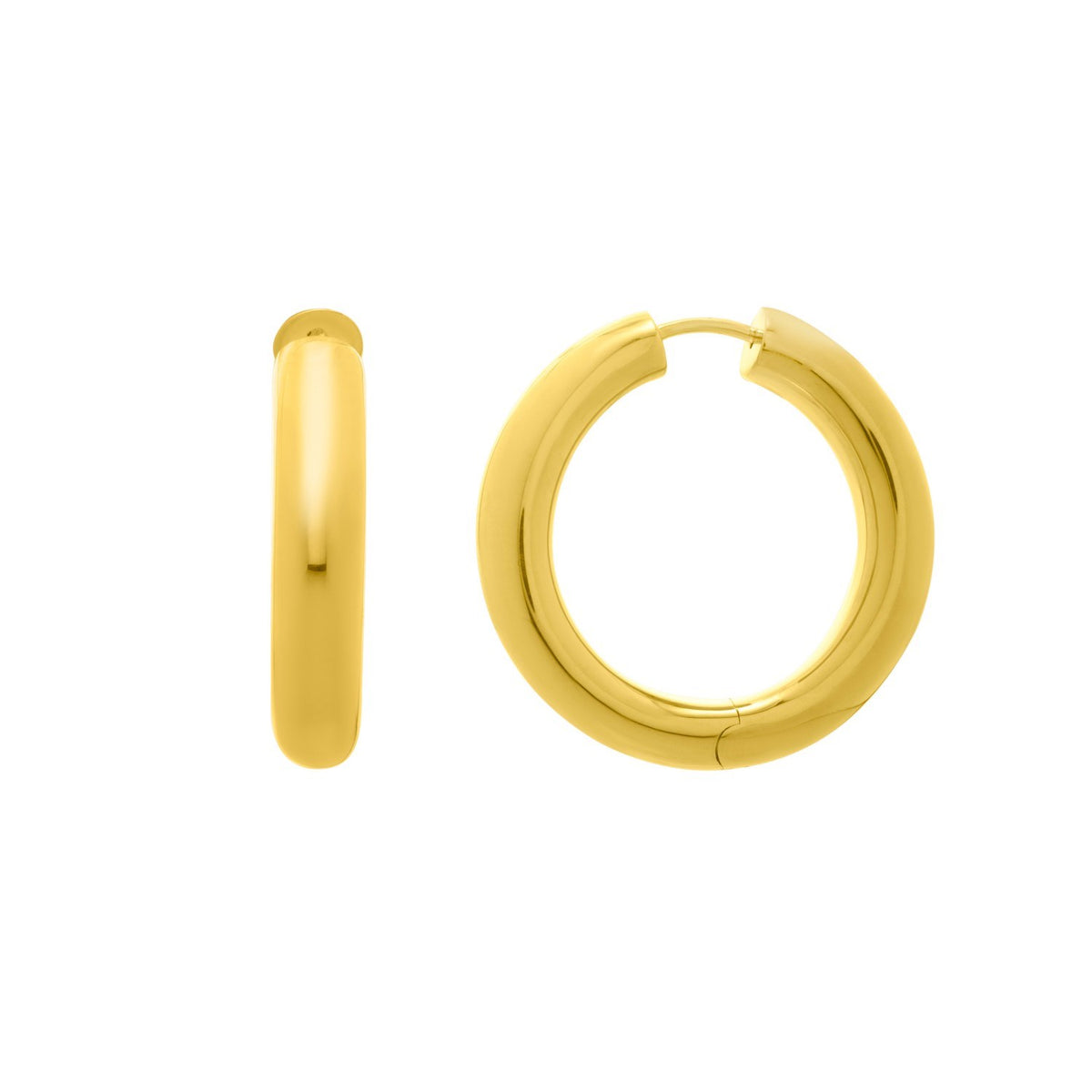 Sterling Silver Yellow Gold Plated Round Hoop Earrings