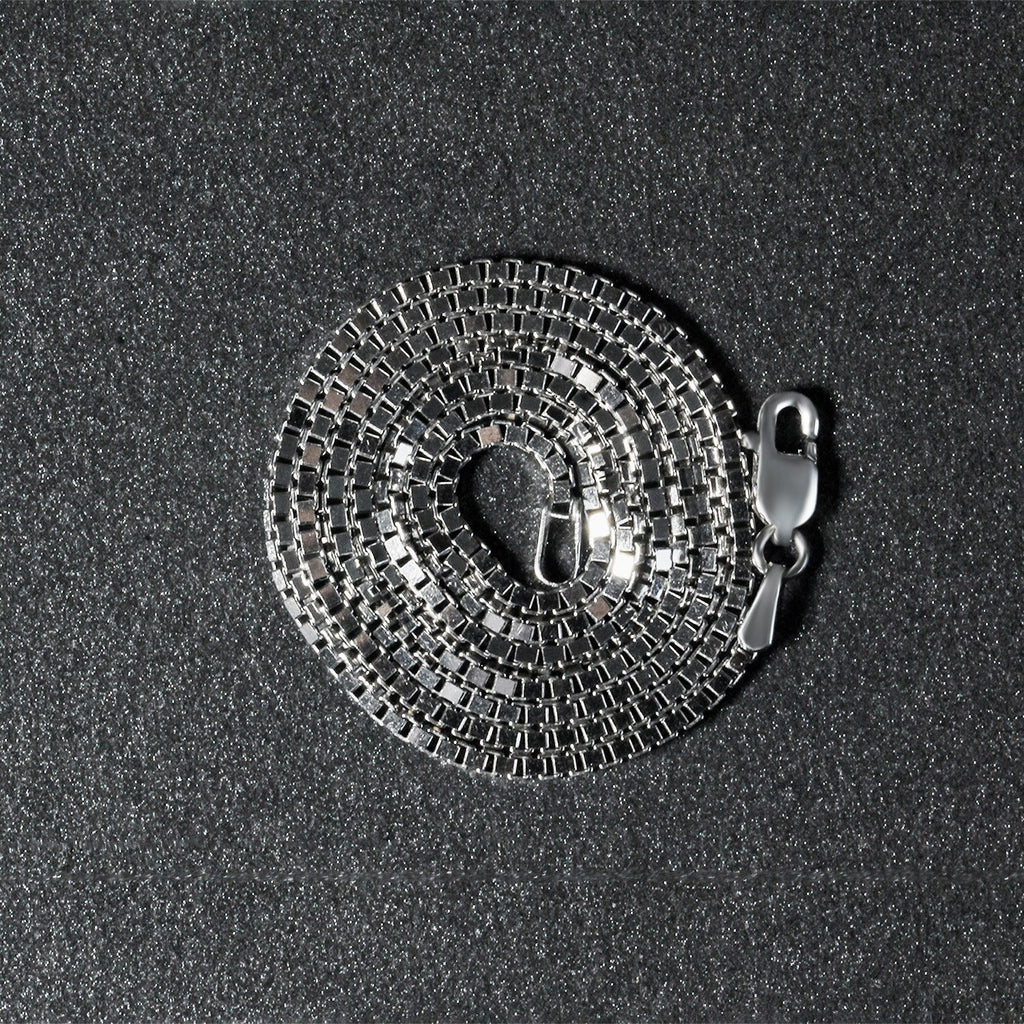 Sterling Silver Rhodium Plated Box Chain (1.30 mm)