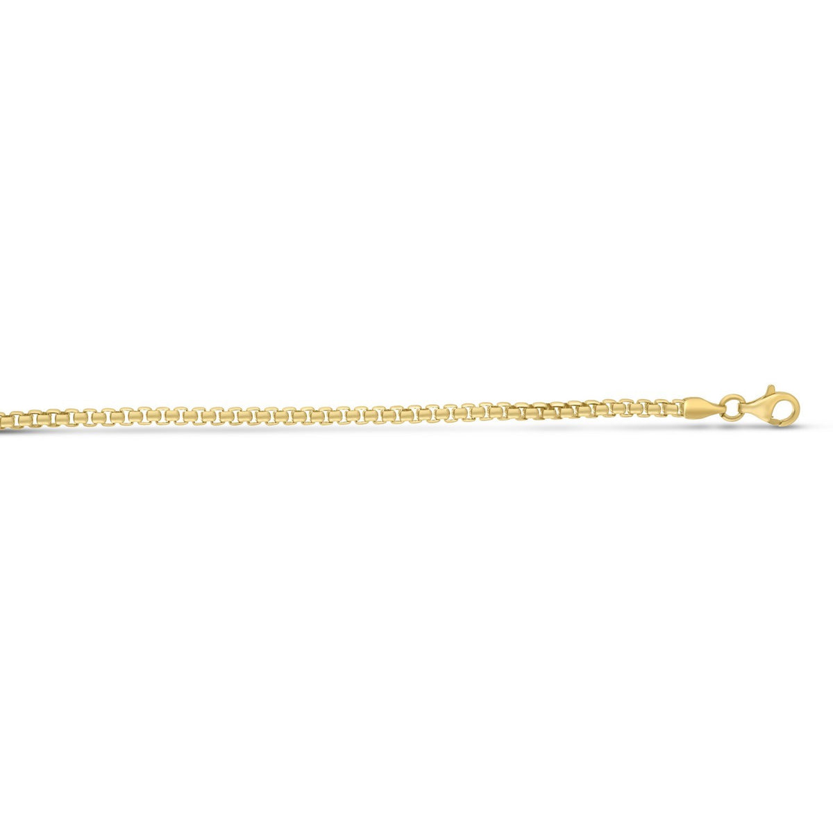 Sterling Silver Yellow Gold Plated Round Box Chain (2.60 mm)