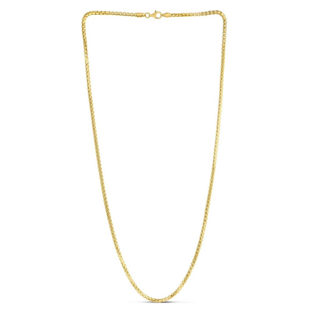 Sterling Silver Yellow Gold Plated Round Box Chain (2.60 mm)