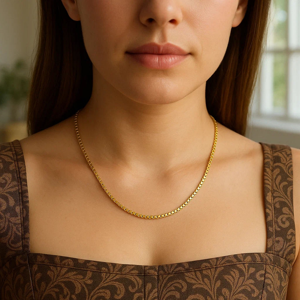 Sterling Silver Yellow Gold Plated Round Box Chain (2.60 mm)