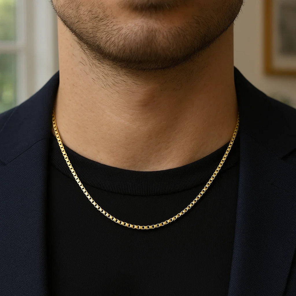 Sterling Silver Yellow Gold Plated Round Box Chain (2.60 mm)