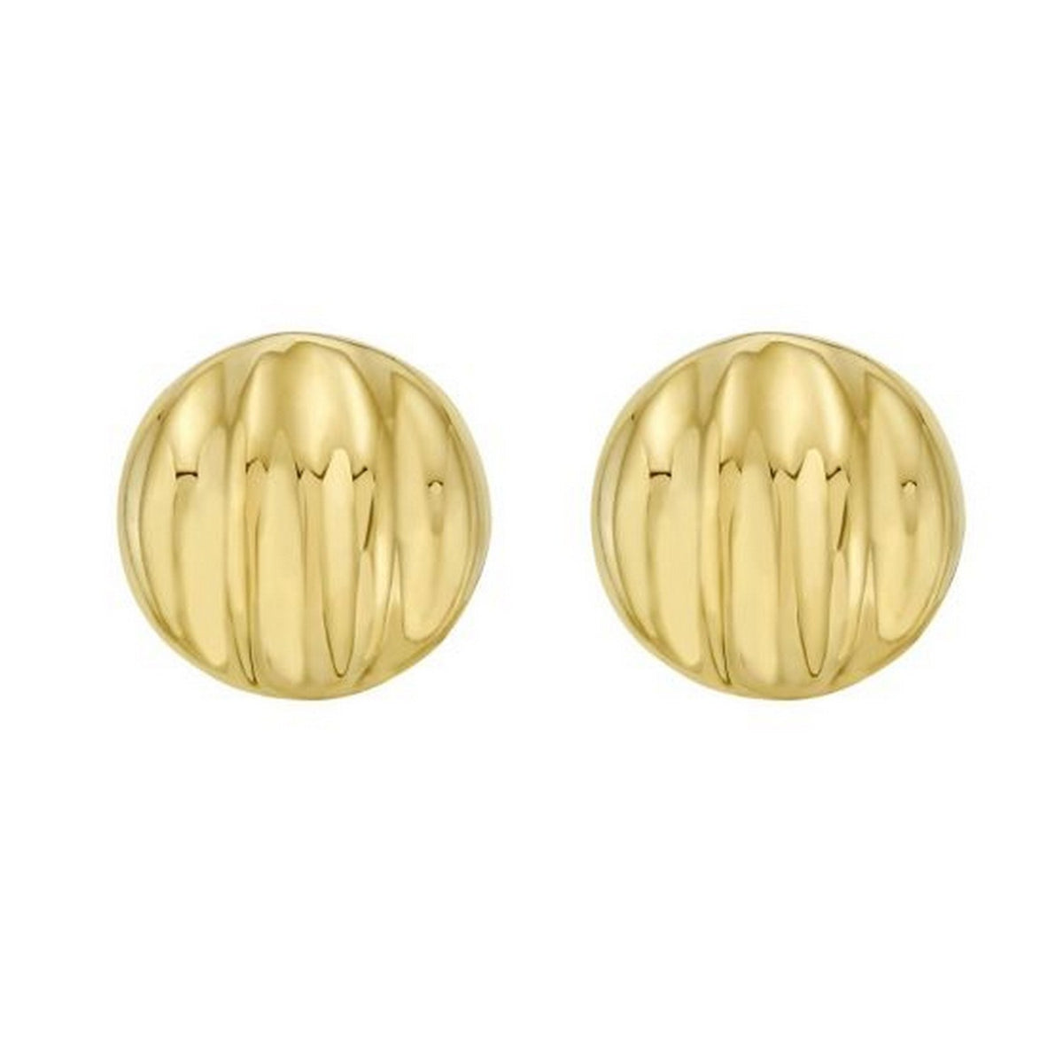 Sterling Silver Yellow Gold Plated Sculpted Domed Disc Stud Earrings