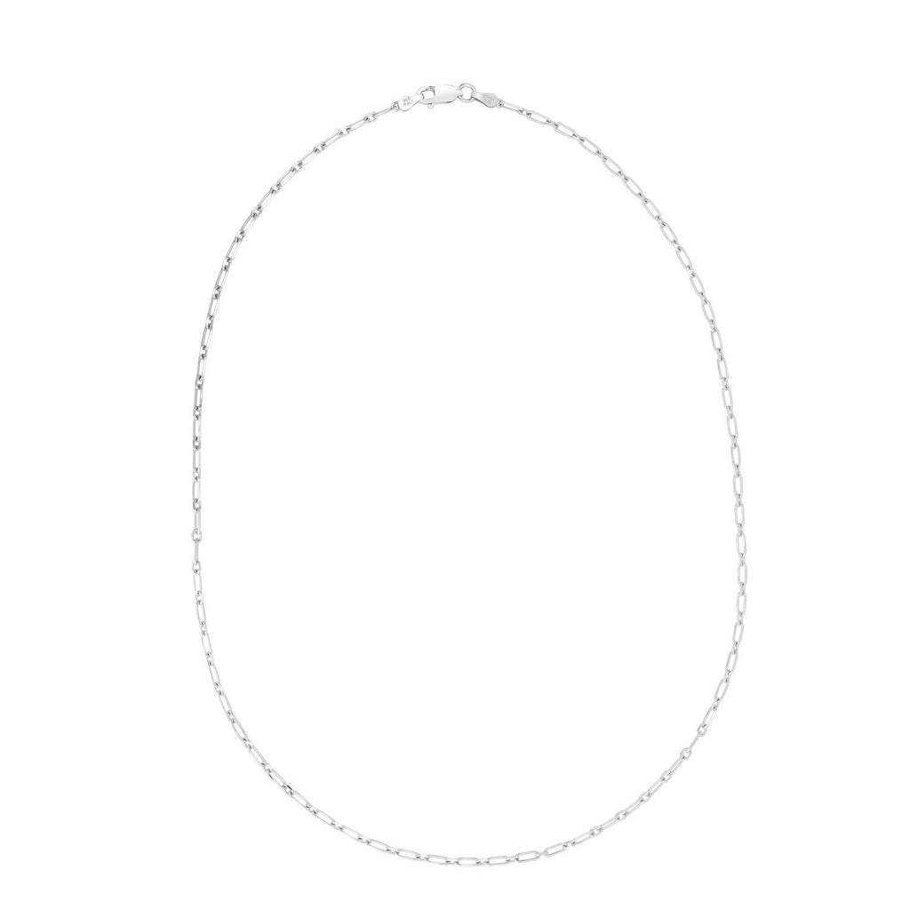 Sterling Silver Rhodium Plated Petite Alternating Paperclip Chain (2.30 mm)