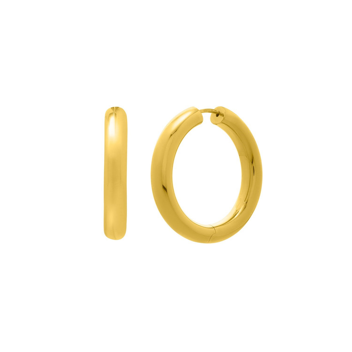 Sterling Silver Yellow Gold Plated Round Hoop Earrings