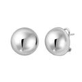 Sterling Silver Rhodium Plated Puffed Button Omega Earrings