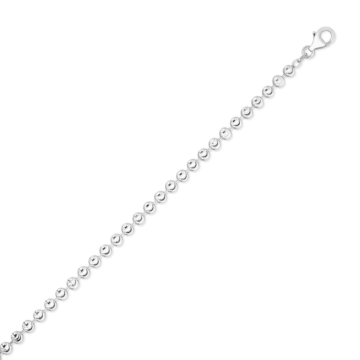 Sterling Silver Rhodium Plated Moon Cut Bead Chain (4.00 mm)