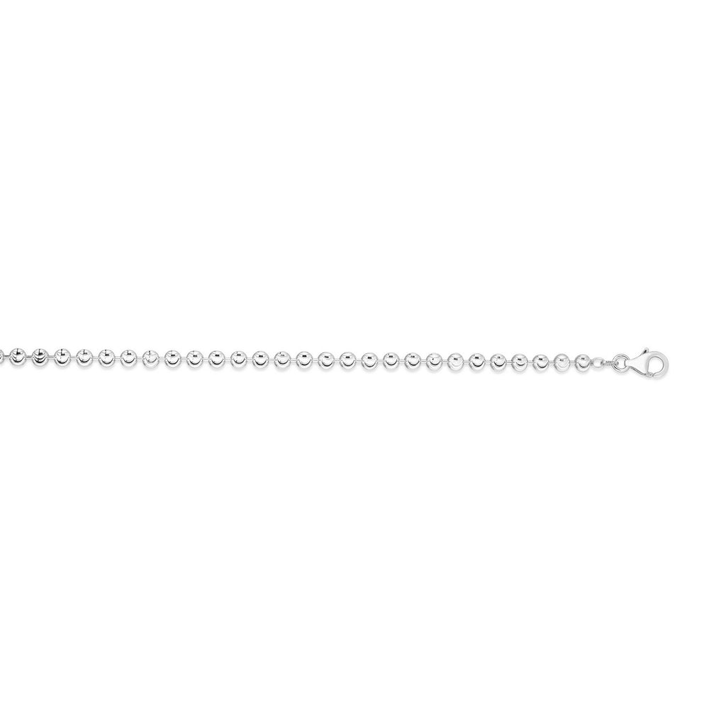 Sterling Silver Rhodium Plated Moon Cut Bead Chain (4.00 mm)