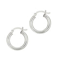 Sterling Silver Polished Hoop Style Earrings with Rhodium Plating (3x15mm)