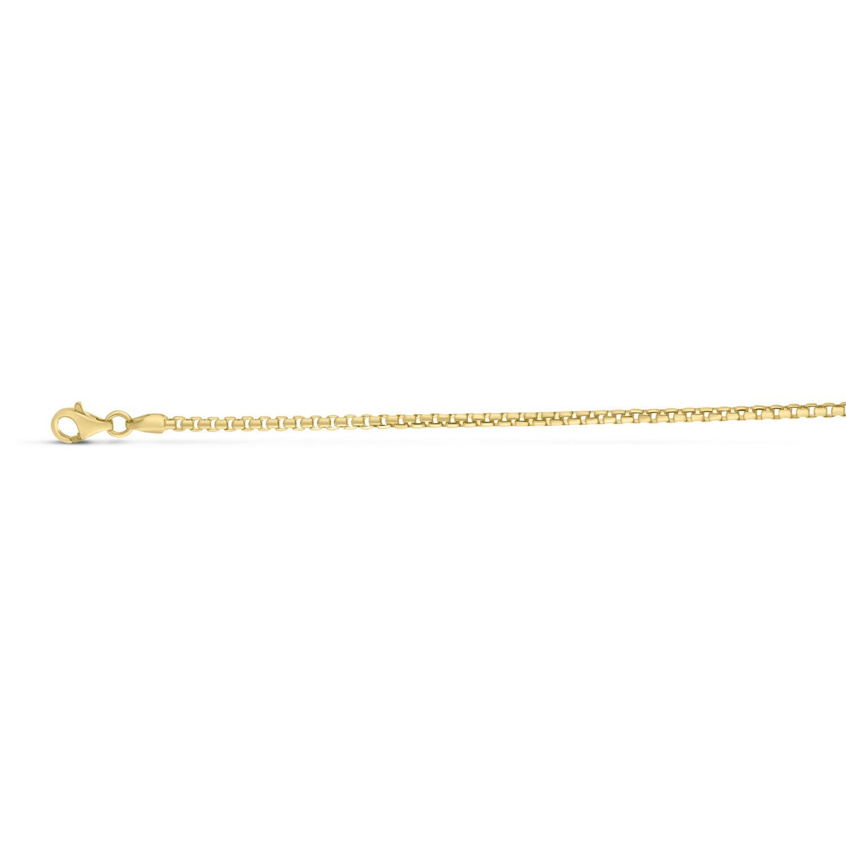 Sterling Silver Yellow Gold Plated Round Box Chain (2.10 mm)