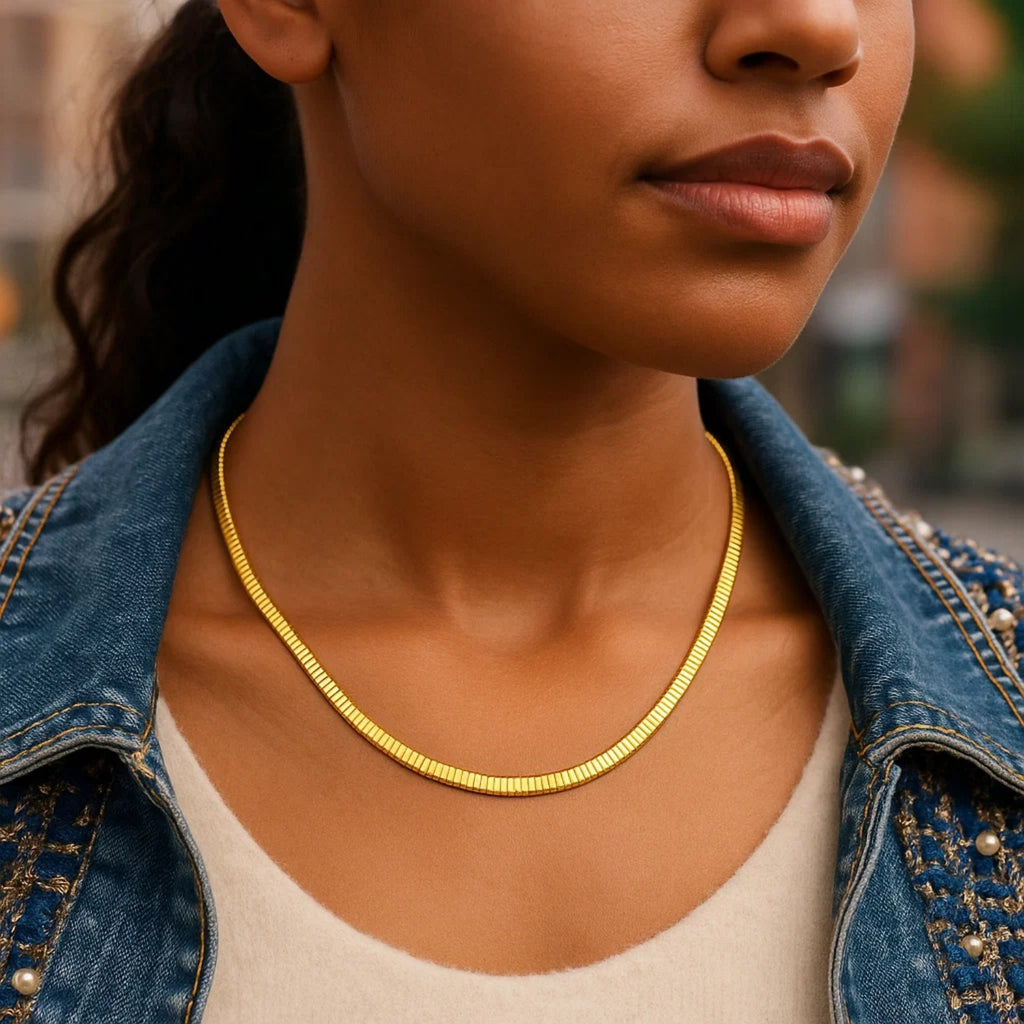 Gold Over Sterling Silver Cubogas Chain Necklace