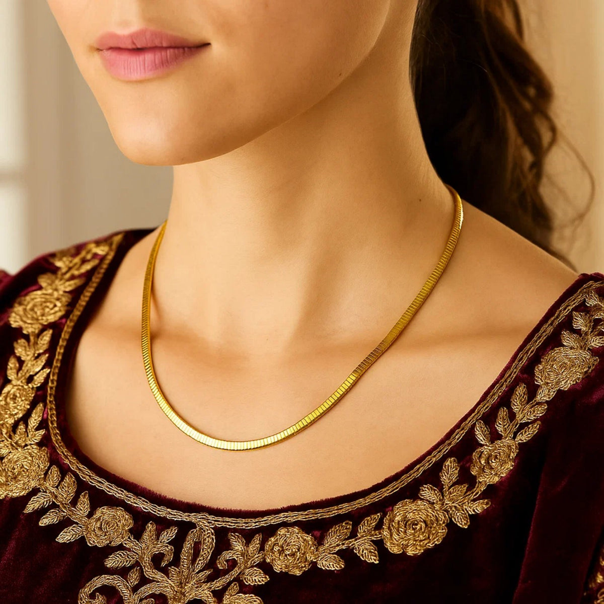 Gold Over Sterling Silver Cubogas Chain Necklace