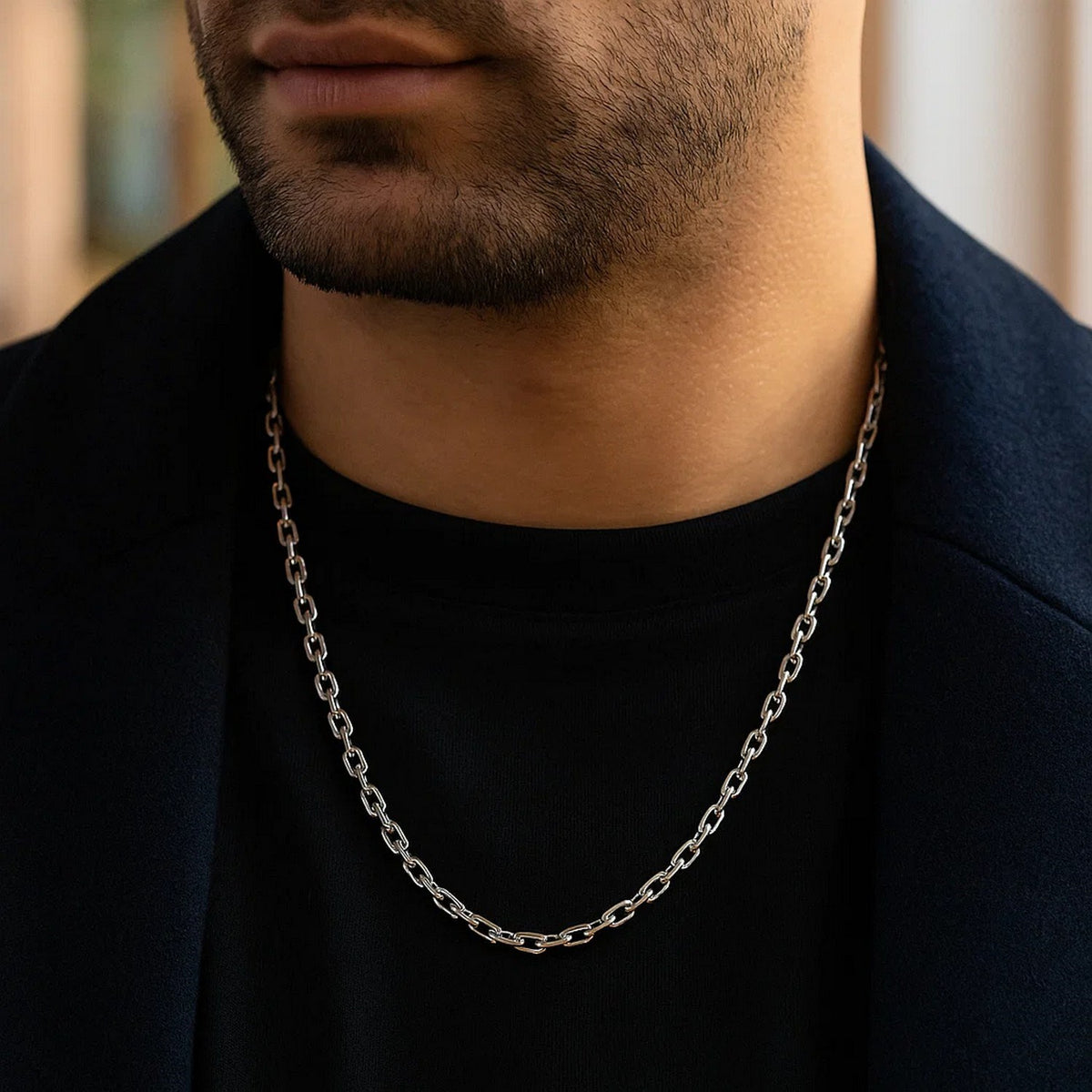 Sterling Silver Rhodium Plated French Cable Chain (5.60 mm)