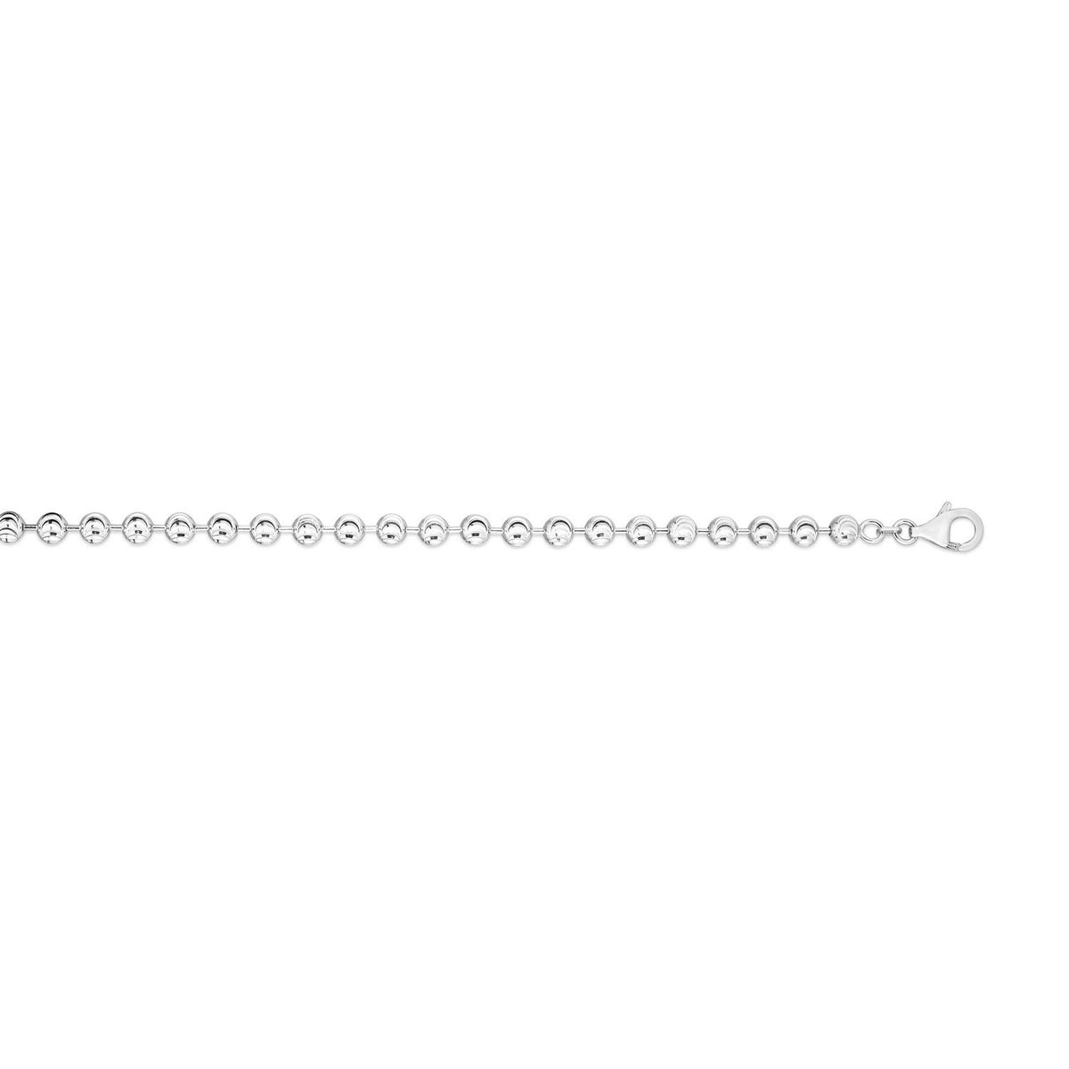 Sterling Silver Rhodium Plated Moon Cut Bead Chain (5.00 mm)