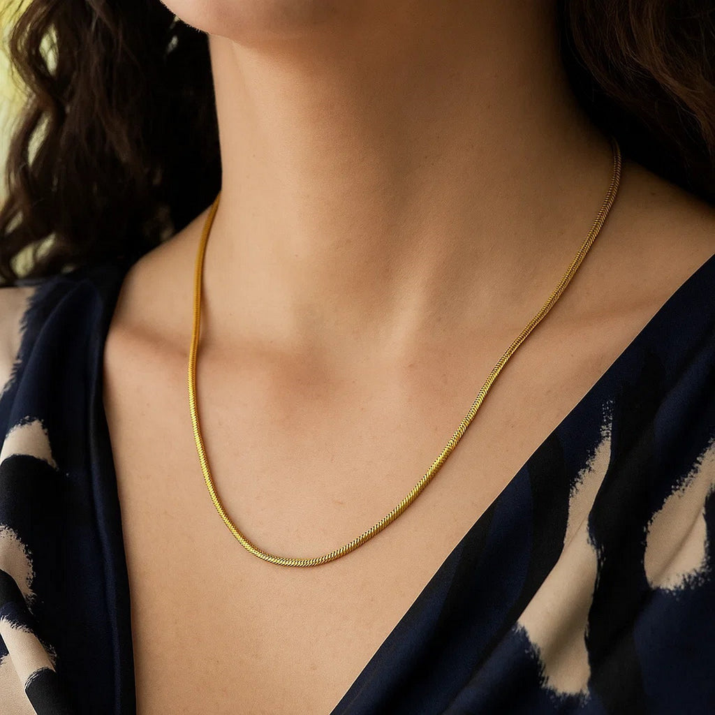 Sterling Silver Yellow Gold Plated Oval Snake Chain (2.60 mm)