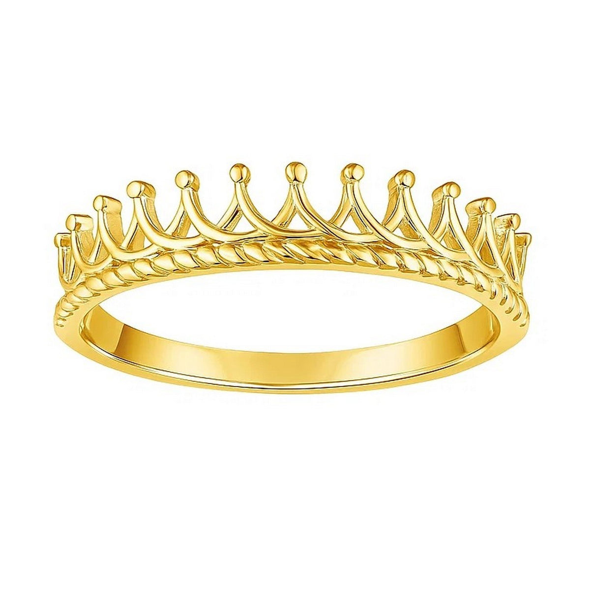 14k Yellow Gold Crown Motif Ring