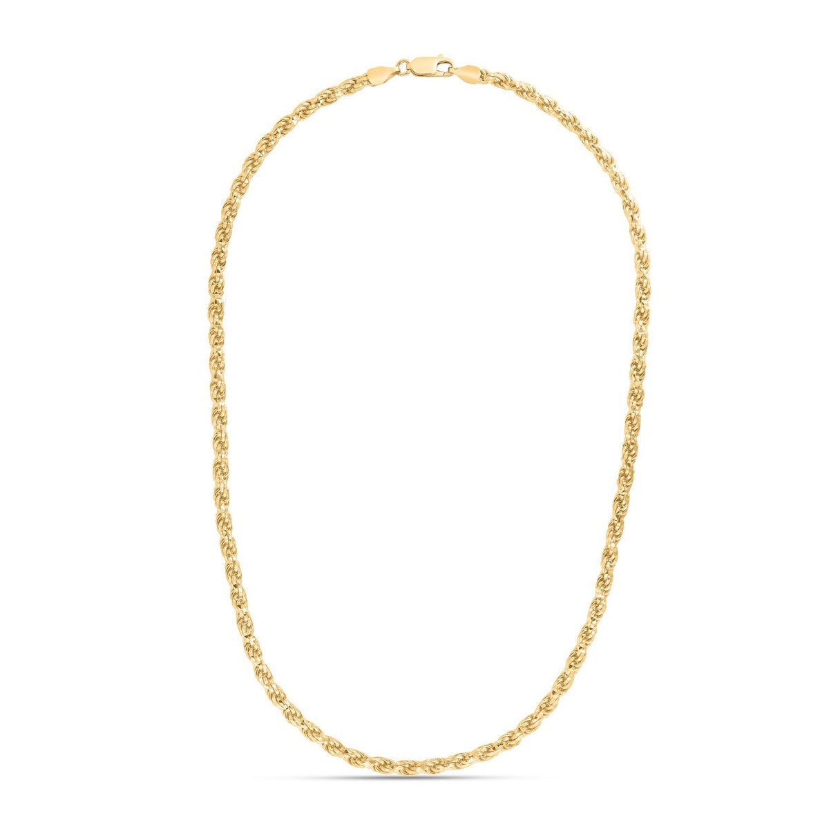 Sterling Silver Yellow Gold Plated Diamond Cut Royal Rope Chain (4.40 mm)