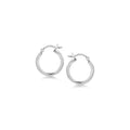 Polished Sterling Silver and Rhodium Plated Hoop Earrings (2x15mm)