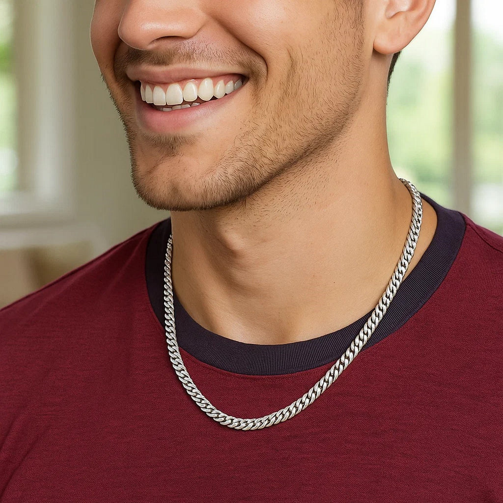 Sterling Silver Rhodium Plated Miami Cuban Chain (5.60 mm)
