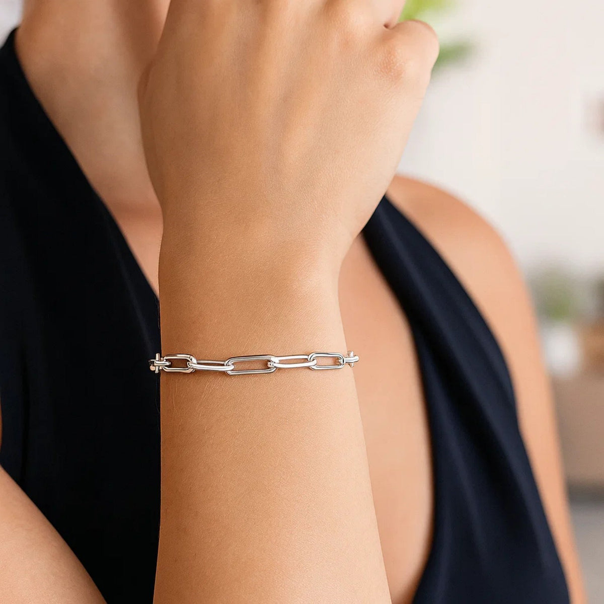 Sterling Silver Paperclip Chain Adjustable Bracelet (3.80 mm)