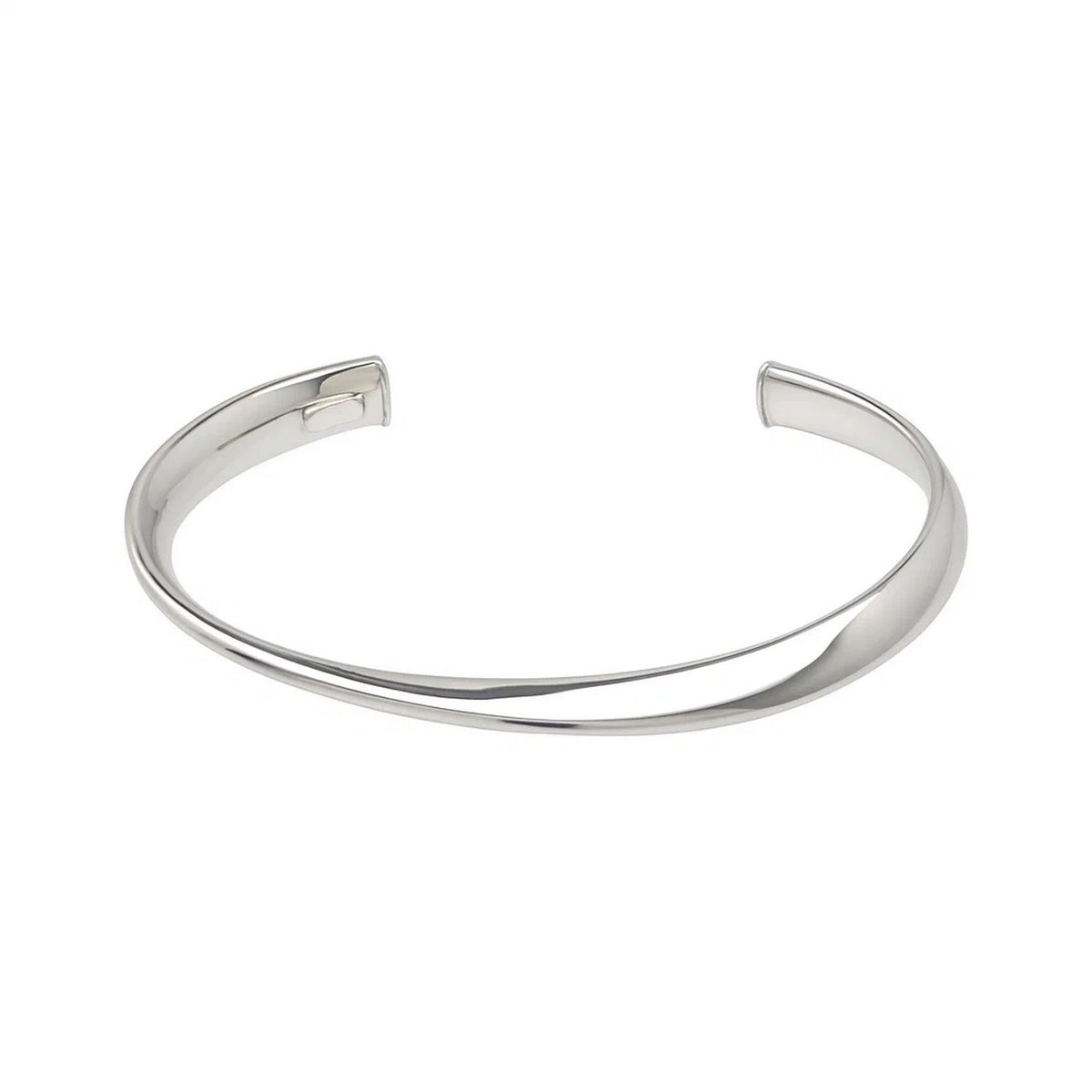 Sterling Silver Rhodium Plated Sculpted Cuff Bangle