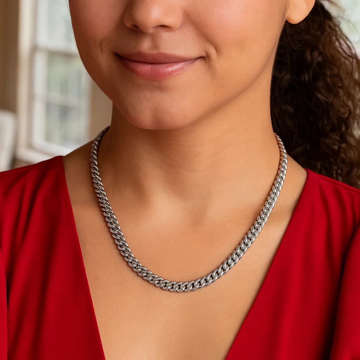 Sterling Silver Rhodium Plated Vintage Puffed Miami Cuban Chain (5.30 mm)