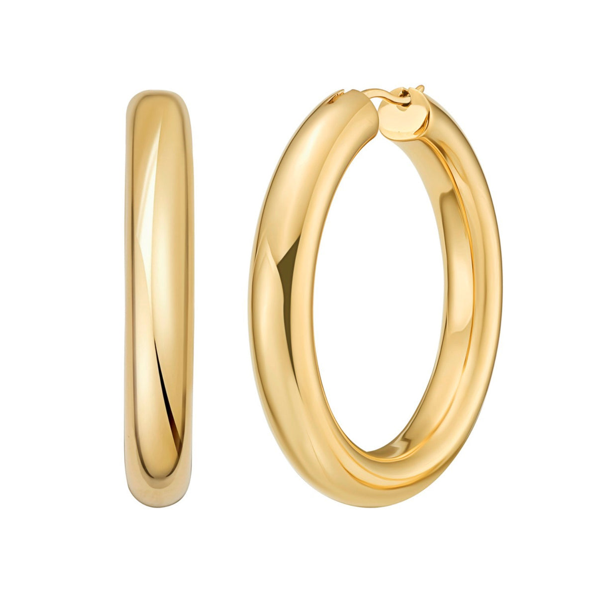 Sterling Silver Yellow Gold Plated Round Hoop Earrings