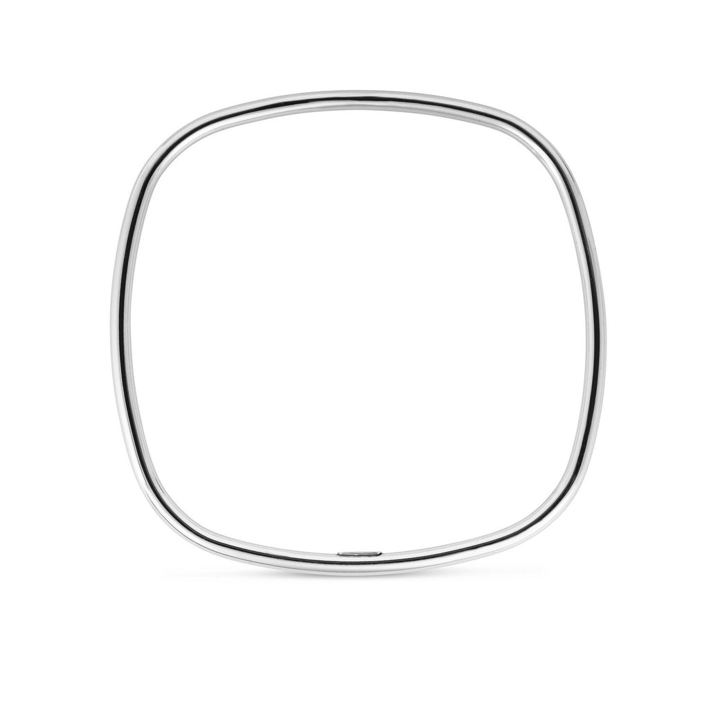 Sterling Silver Rhodium Plated Square Slip On Bangle (3.00 mm)