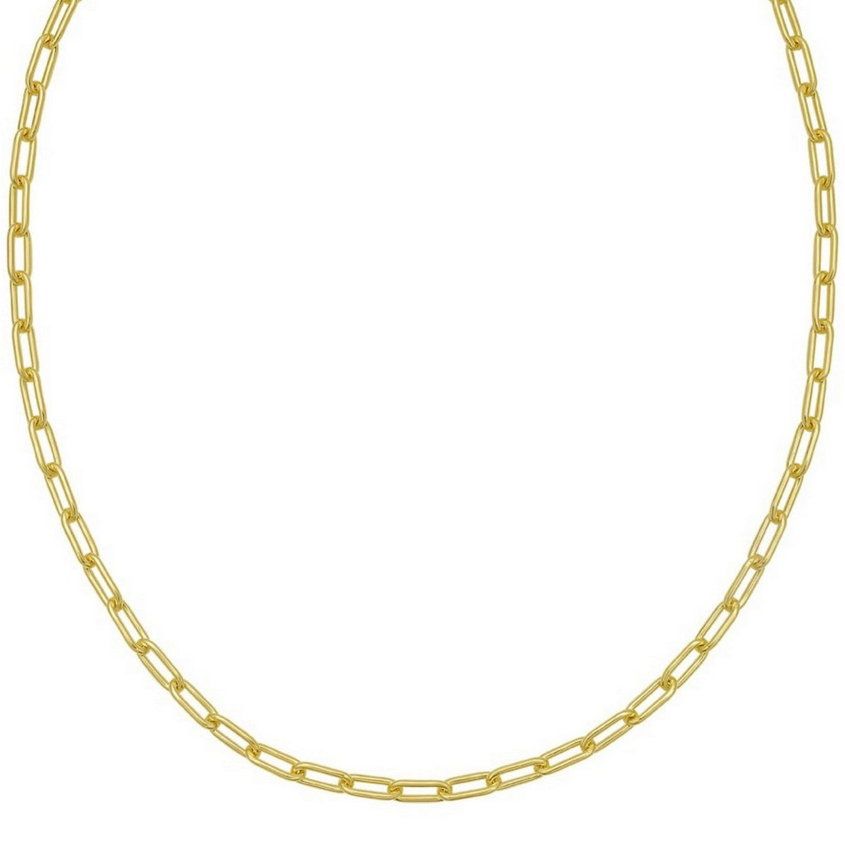 Sterling Silver Yellow Gold Plated Round Link Paperclip Chain (5.20 mm)