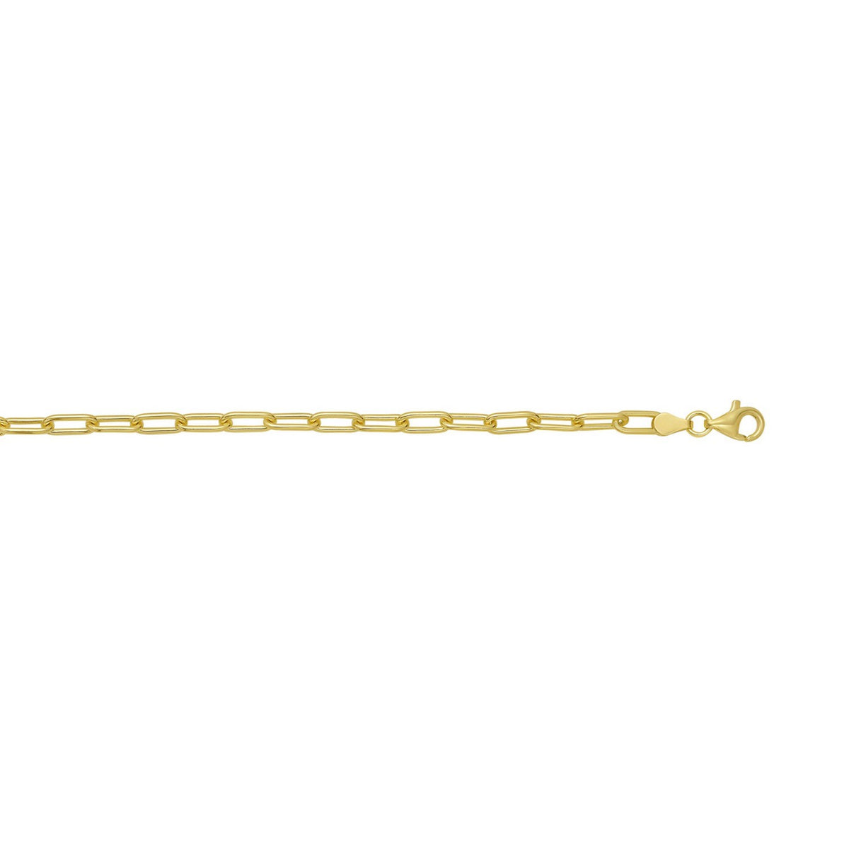 Sterling Silver Yellow Gold Plated Round Link Paperclip Chain (5.20 mm)