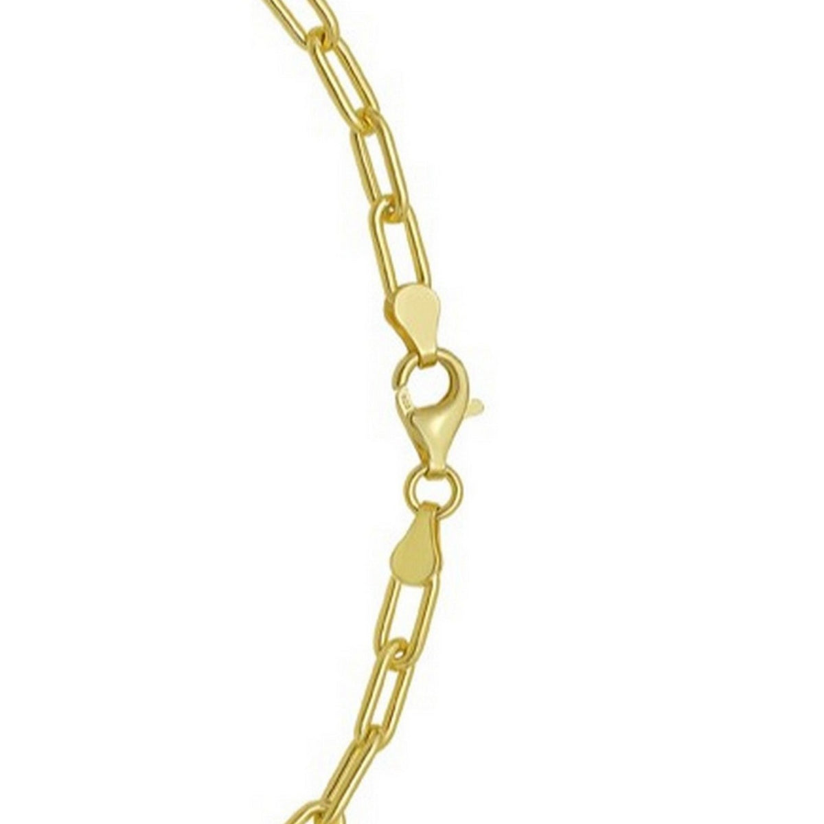 Sterling Silver Yellow Gold Plated Round Link Paperclip Chain (5.20 mm)