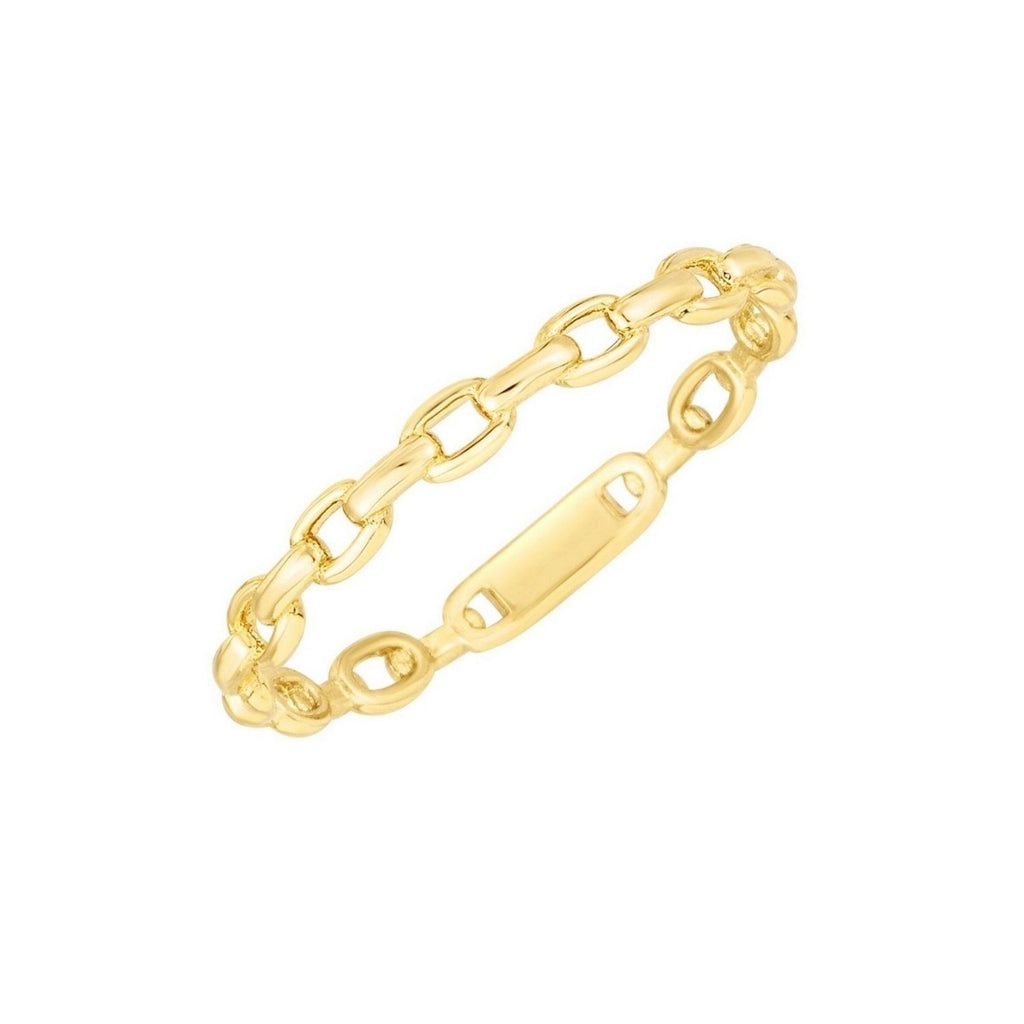 14K Yellow Gold Oval Links Stackable Ring