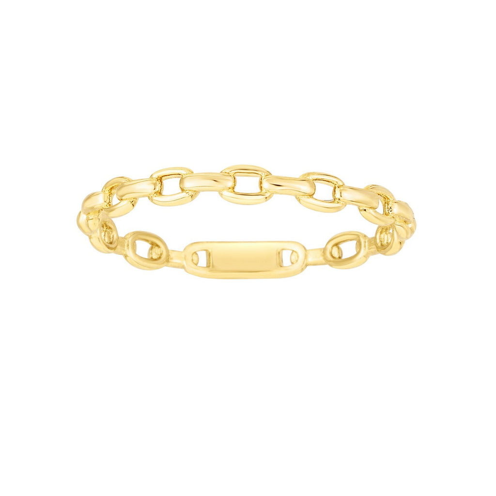 14K Yellow Gold Oval Links Stackable Ring