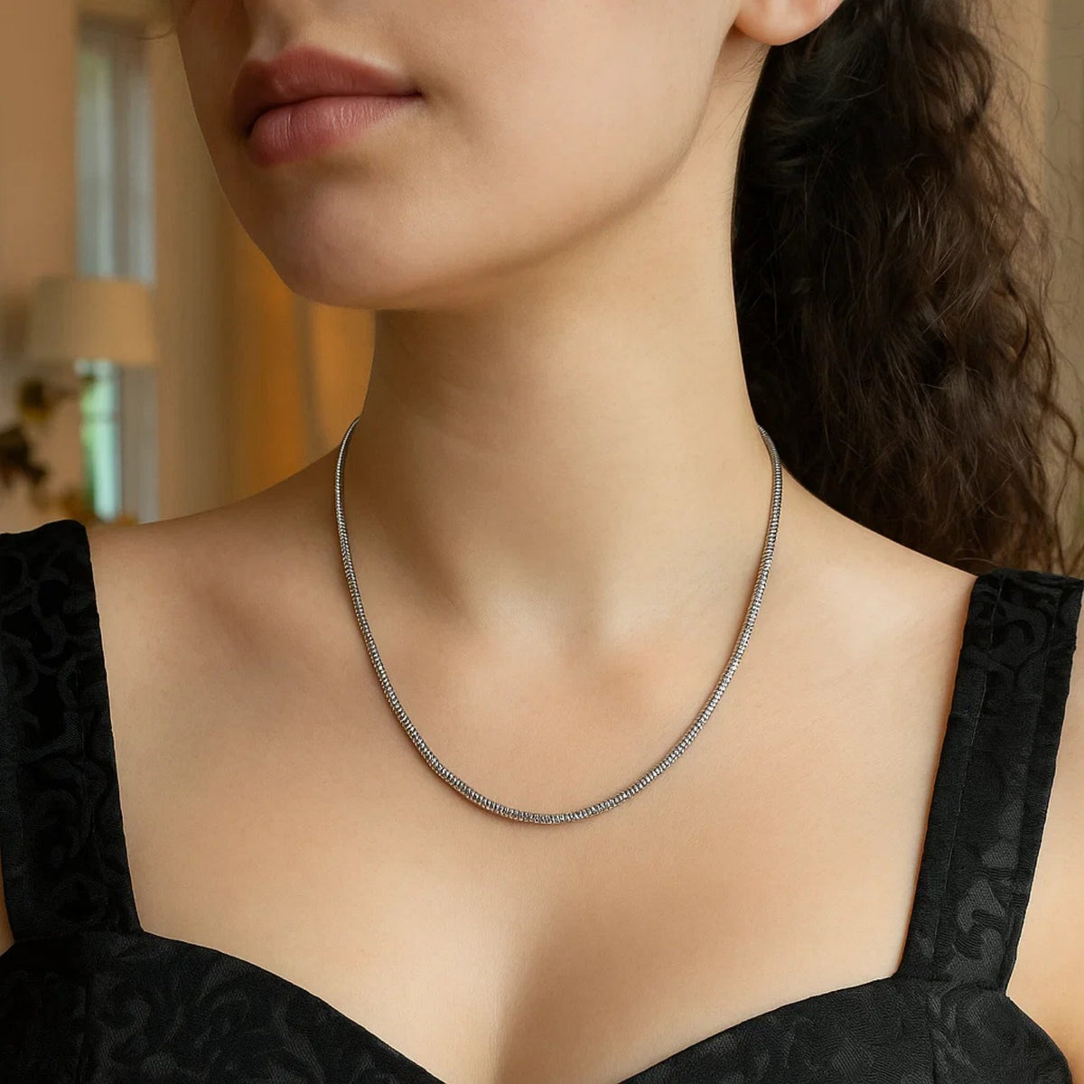 Sterling Silver Rhodium Plated Octagonal Snake Chain (2.40 mm)