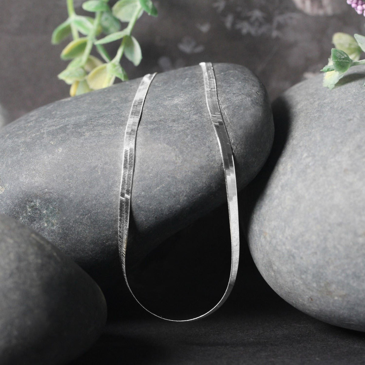 Sterling Silver Rhodium Plated Herringbone Chain (3.30 mm)