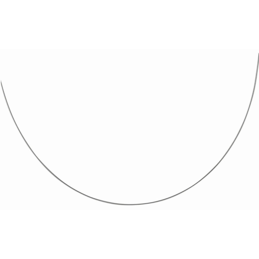Sterling Silver Round Omega Style Chain Necklace with Rhodium Plating (1.55mm)
