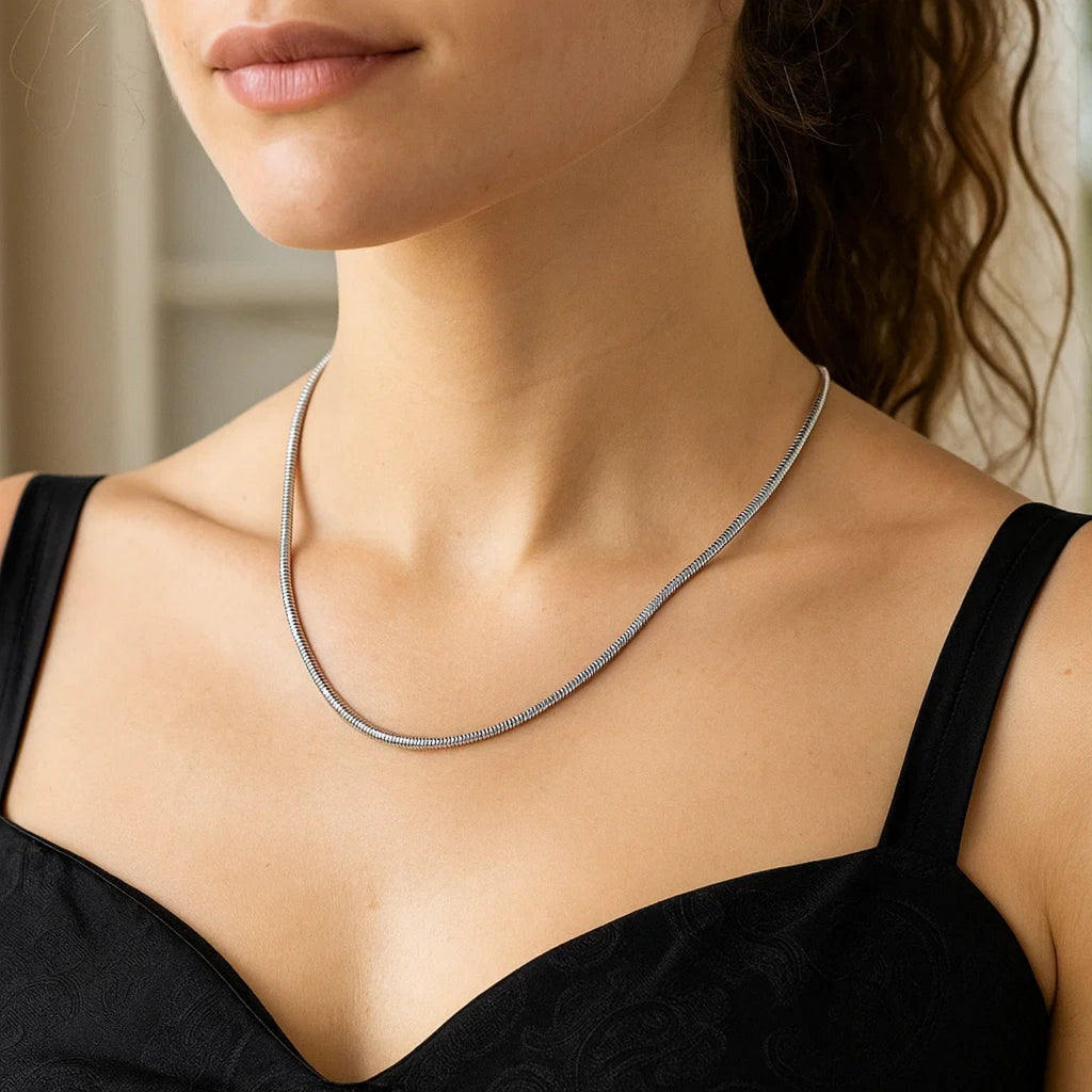Sterling Silver Rhodium Plated Octagonal Snake Chain (3.00 mm)