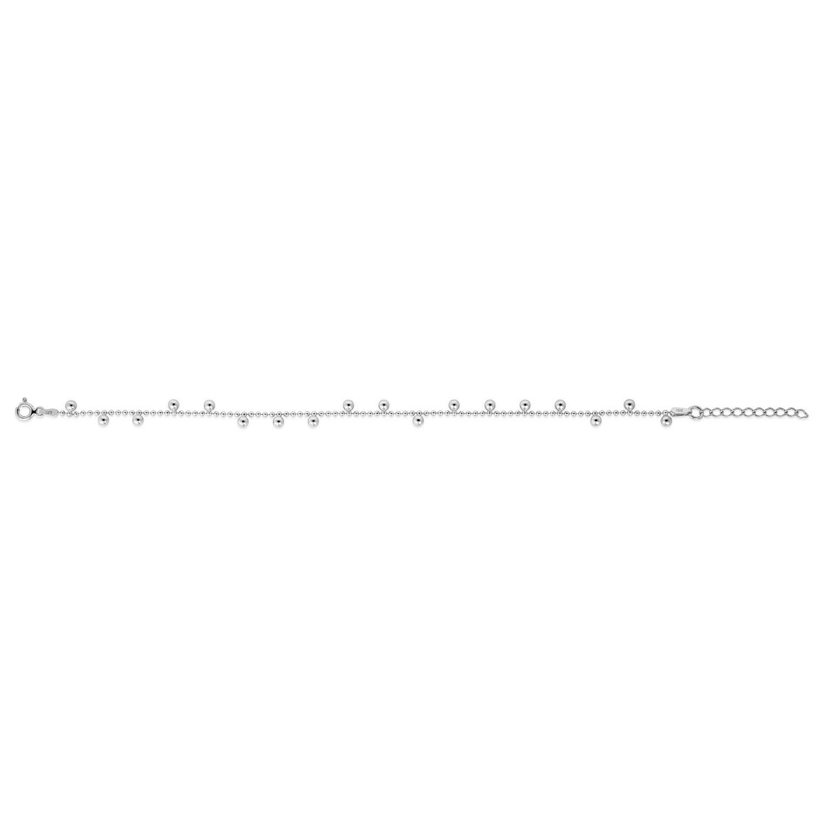 Sterling Silver Rhodium Plated Bead Necklace