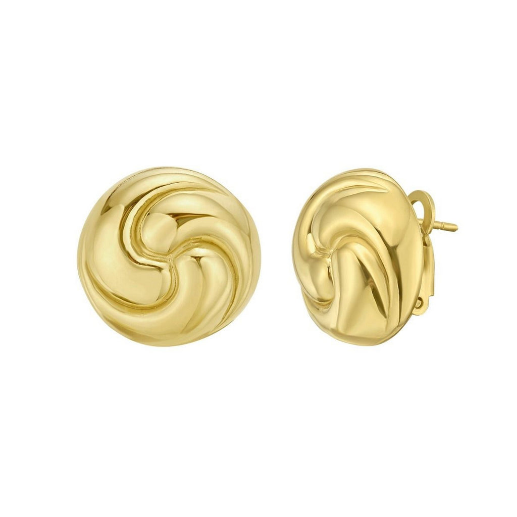 Sterling Silver Yellow Gold Plated Puffed Swirly Knot Stud Earrings